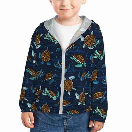 

Zeuib Sea Turtles Swimming Print Girls & Boys Sun Protection Hoodie with UPF 50+ Children’s Quick-Dry Jacket Perfect for Outdoor Activities-18 Months