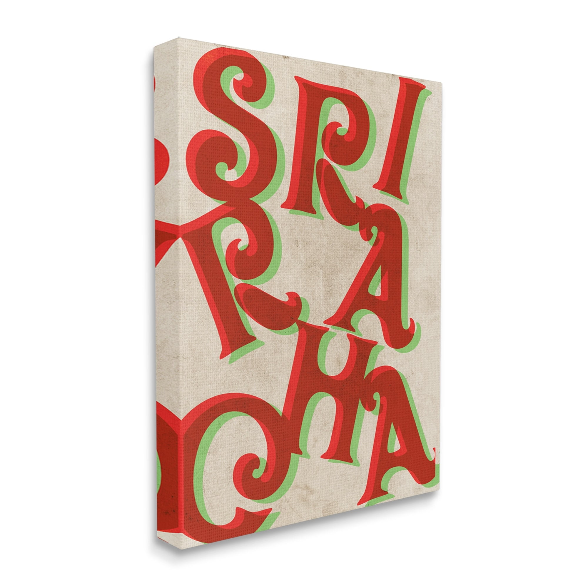 Stupell Industries Sriracha Hot Sauce Text Letters Layered Shadows Graphic Art Gallery Wrapped Canvas Print Wall Art, Design by Daphne Polselli