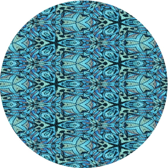 Ahgly Company Machine Washable Indoor Round Transitional Blue Jay Blue Area Rugs, 5' Round