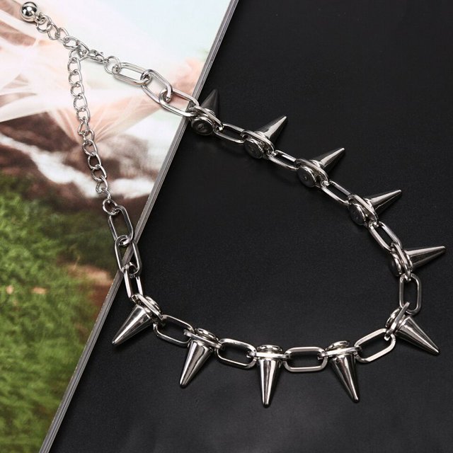 New Spike Rivet Punk Collar Necklace Goth Rock Biker Link Chain Choker Jewelry