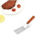 thumbnail image 6 of Stainless Steel Metal Spatula Burger Turner Spatula,Burger Turnpers,Solid Cooking Spatula,Perforated Cooking Spatula and Griddle Spatula,Hamburger Turner with wooden handle for Barbecue, Steak, Pizza, 6 of 7