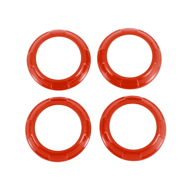 Anillos de decoración del tablero de ventilación de AC Unique Bargains 4 Pcs para Jeep Wrangler JK JKU 2011-2017 Anillo de cubierta de ventilación de aire acondicionado ABS Rojo