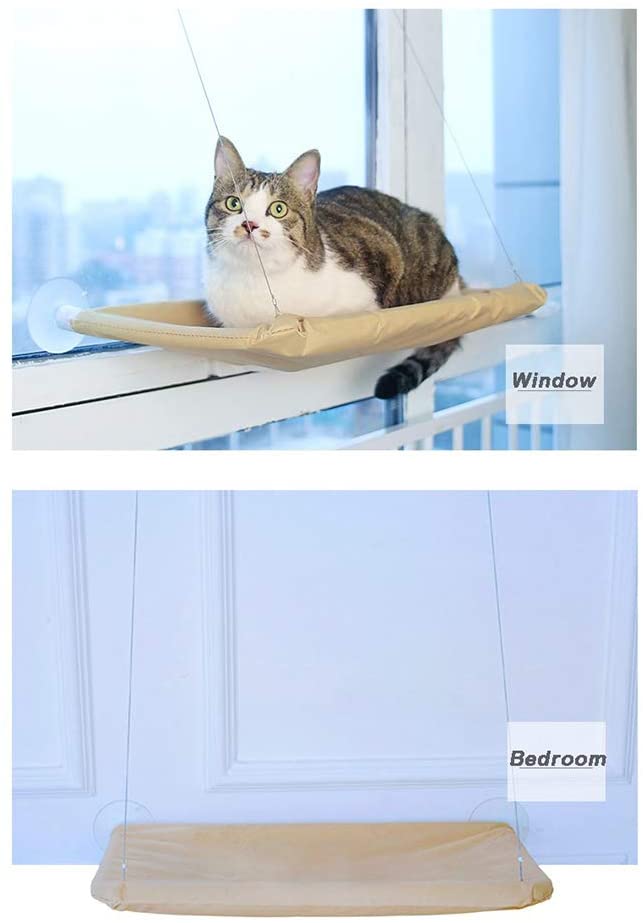 Providing All Around Sunbath for Cats Cat Hammock Window Seat Cat Bed petbedmat,Suction Cups Space Saving Likmond Cat Window Perch 