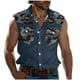 thumbnail image 2 of Camiseta sin mangas con cuello vuelto para hombre, estilo informal, con estampado del Día de la Independencia, cuello vuelto, sin mangas, bolsillos, deportiva, de poliéster, 2 of 5