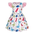 thumbnail image 4 of Conairie Easter Dress for Girl Ruffle Short Sleeve A-Line Dress Cute Cartoon Print Kids Summer Party Sundress Casual Outfit Clothes, 4 of 4