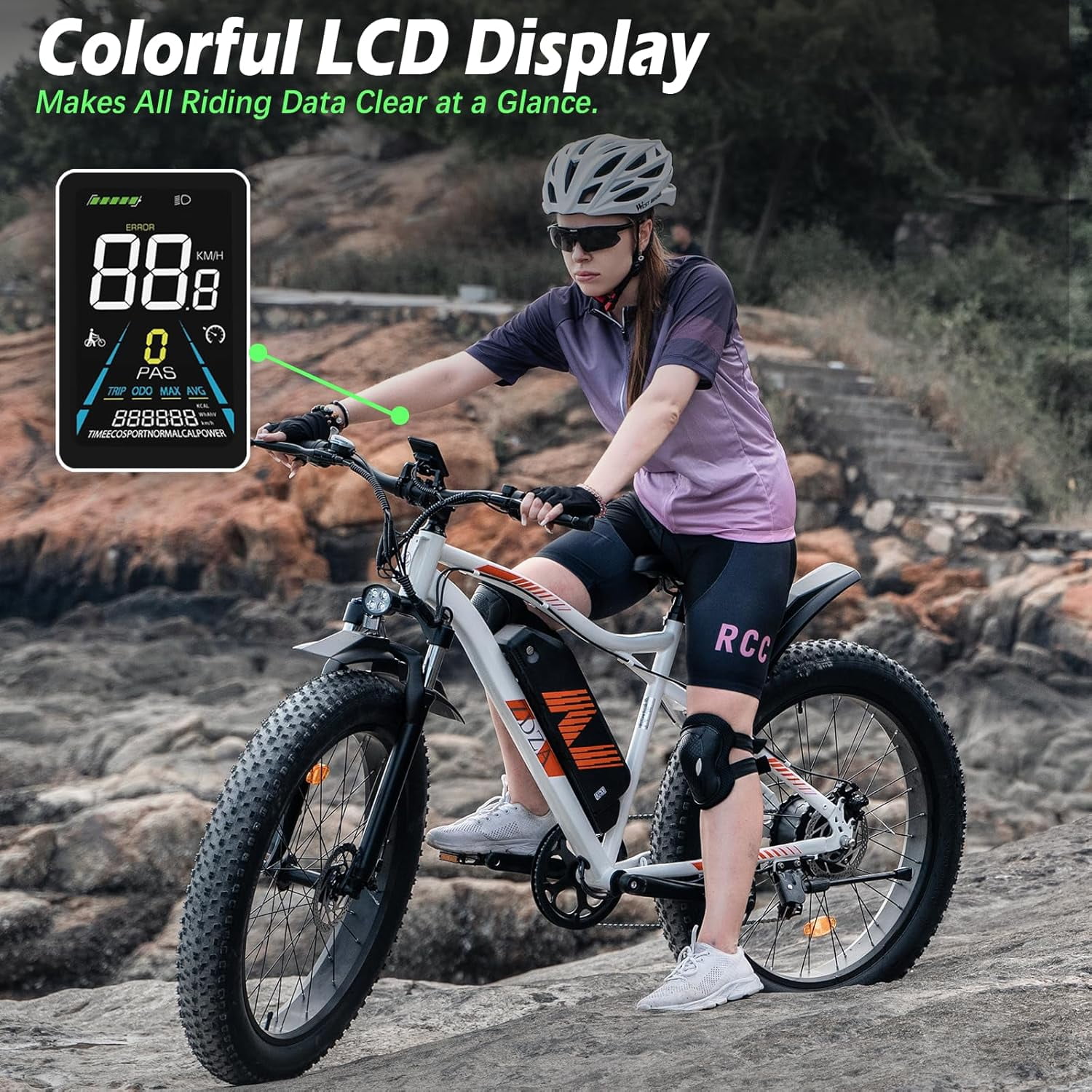 ZDZA Electric Bike for Adults, 1500W Peak E-Mountain Bicycle, 26" Fat Tire 28mph Ebike, 48V 624Wh Removable Battery 72Miles Range, 7 Speed and Dual Suspension UL2849