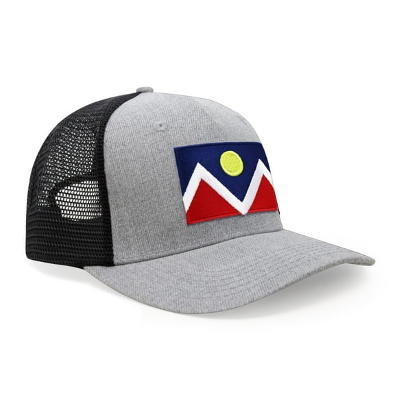 Premium Denver Colorado Flag Hat for Men and Women - Snapback Trucker Baseball Cap (Grey/Black)