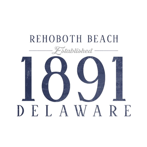 Rehoboth Beach, Delaware, Established Date (Blue) (36x54 Giclee Gallery Art Print, Vivid Textured Wall Decor)