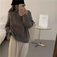 thumbnail image 4 of Pull Rétro à Demi-Zip pour Femmes, Vêtements d'Extérieur Amples, design Automne et Hiver, Couleur Unie, Polyvalent, Pull Tricoté Doux et Collant, 4 of 5