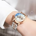thumbnail image 2 of Women's Sapphire Watches Automatic Mechanical Gold Bracelet Ladies Skeleton Wrist Watch, 2 of 2