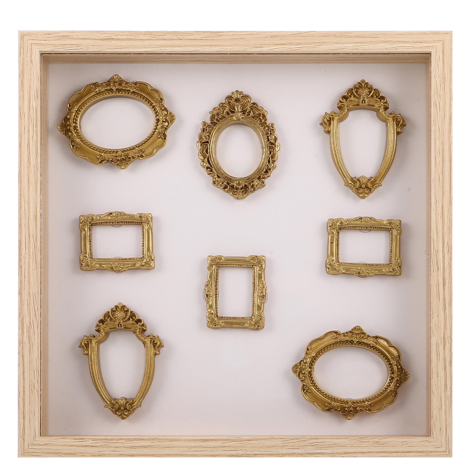 OULII 1Set Small Beige Resin Shadow Box Frame Perfect for DIY Photo and Memory Display