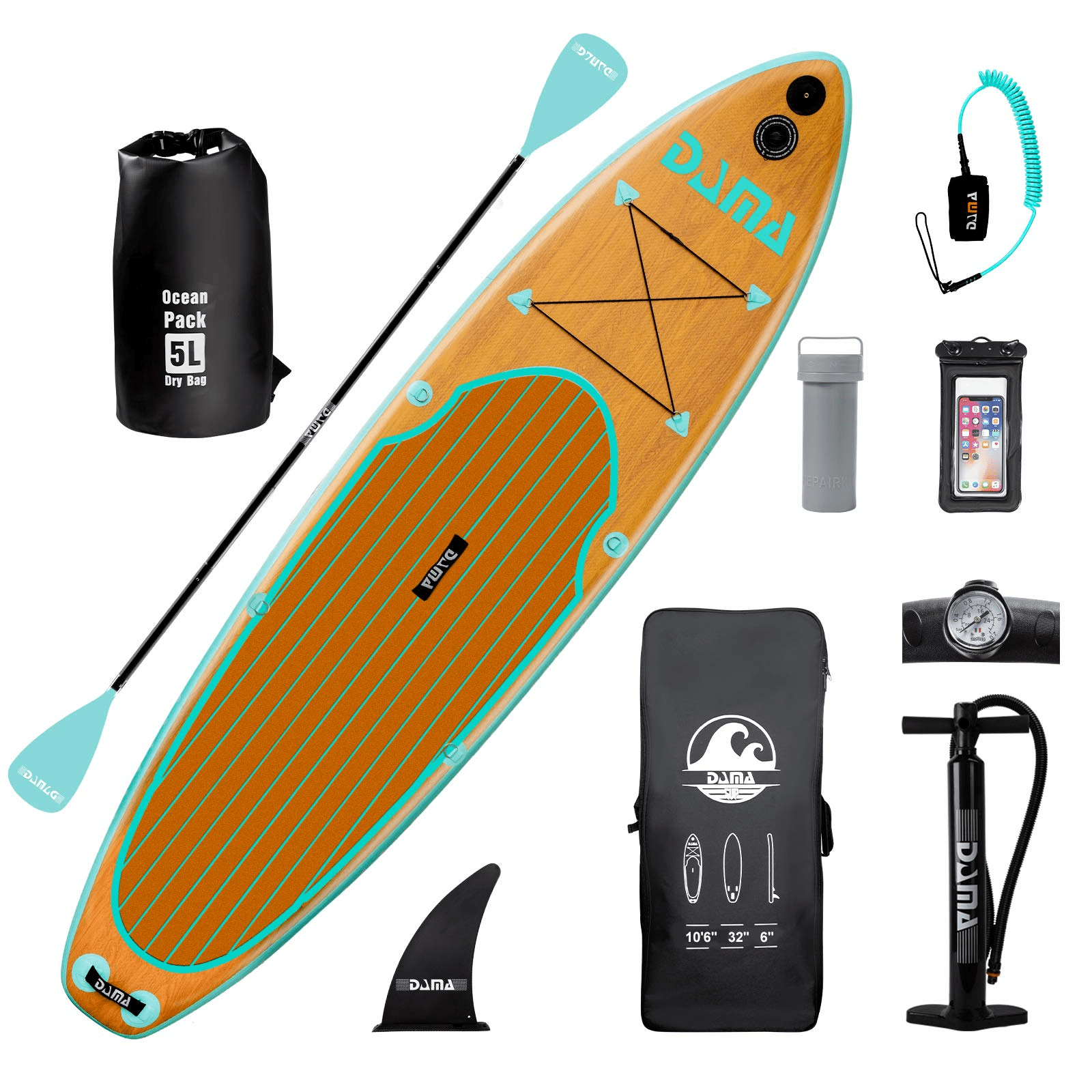 Paddle Boards for Adult W/ Shoulder Strap 3PCS Floatable Paddle X-POWER Inflatable Paddle Board SUP Double Action Pump 5MIN Fast Inflate 10'6”×33'' Stand Up Paddleboard W/ 3 FIN 