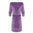 thumbnail image 4 of Cozyvia Fleece Bathrobe for Women Plus Size Soft Plush Hooded Long Robe Fluffy Warm Thick Kimono Robes Oversize Shaggy House Coat - Purple XXL, 4 of 5
