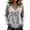 Gray, variant on Womens Long Sleeve V Neck Tops Summer Solid Color Loose Fit Shirts Raw Edge Hem Fashion Casual Daily Blouse