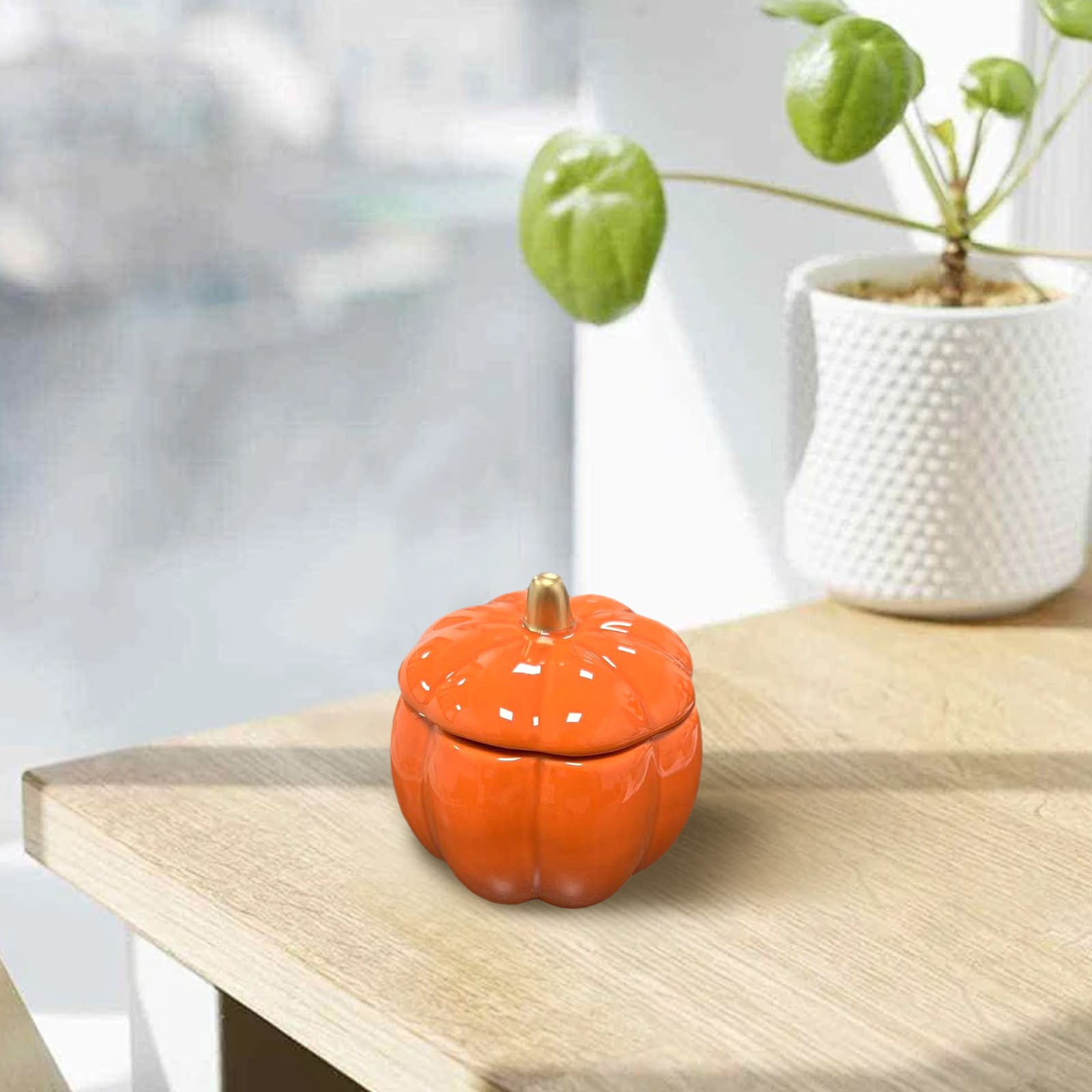 PPKVUFD Pumpkin Candle Jar for Making Candles, 1PCS Orange Ceramic Candle Jars with Lids, Small Candle Containers for DIY Candle Gifts Halloween Fall Thanksgiving Table Decorations