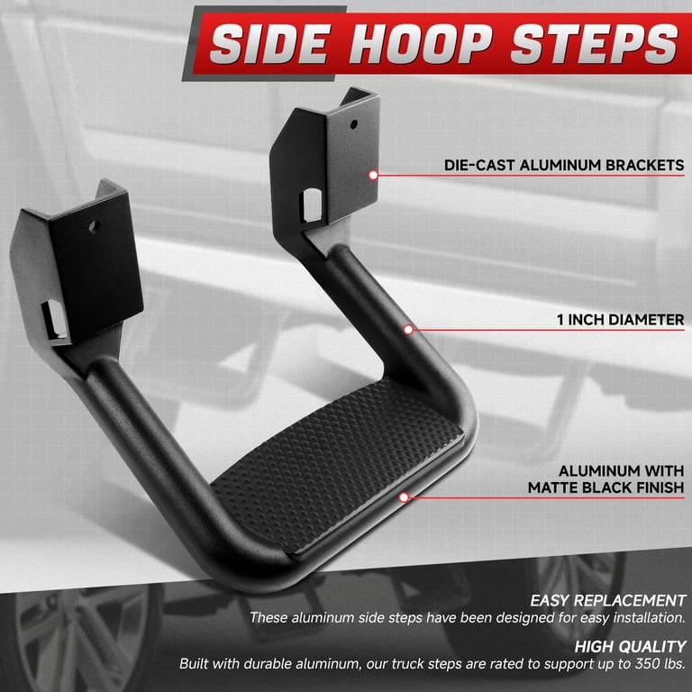 DNA Motoring Pair Black Die-Cast Aluminum Side Assist Truck Steps