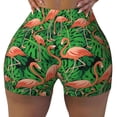 thumbnail image 2 of Gukieu Flamingo Print Women's Sports Shorts, Elastic Waist High Stretch Running Yoga Gym Sweatpants-Medium, 2 of 8