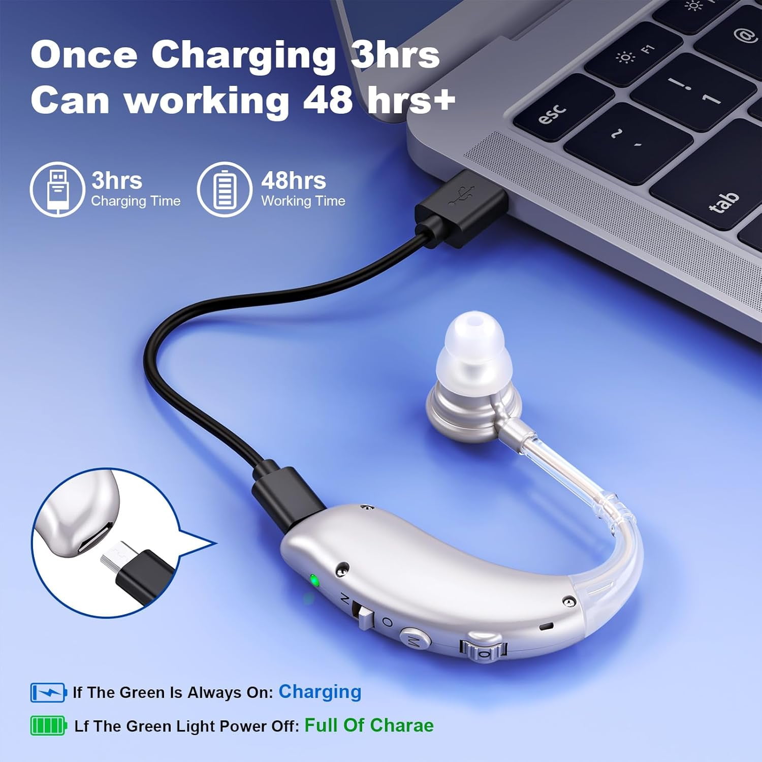 Rechargeable Hearing Aids for Seniors with Noise Cancelling,Hearing Loss Hearing Amplifiers,Digital Hearing Aid,Sound amplifier with Volume Control