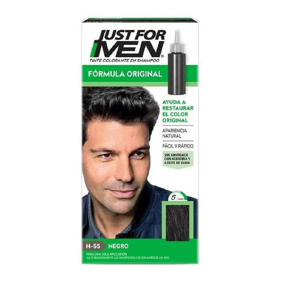 Tinte colorante en shampoo Just for men Fórmula Original negro h-55
