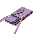 thumbnail image 3 of Crossbody Wallet Women Case for Samsung S21 FE,Credit Card Pocket Zipper Pouch with Shoulder Strap, PU Leather Kickstand Back Flip Envelope Design for Samsung Galaxy S21 FE, Purple, 3 of 13