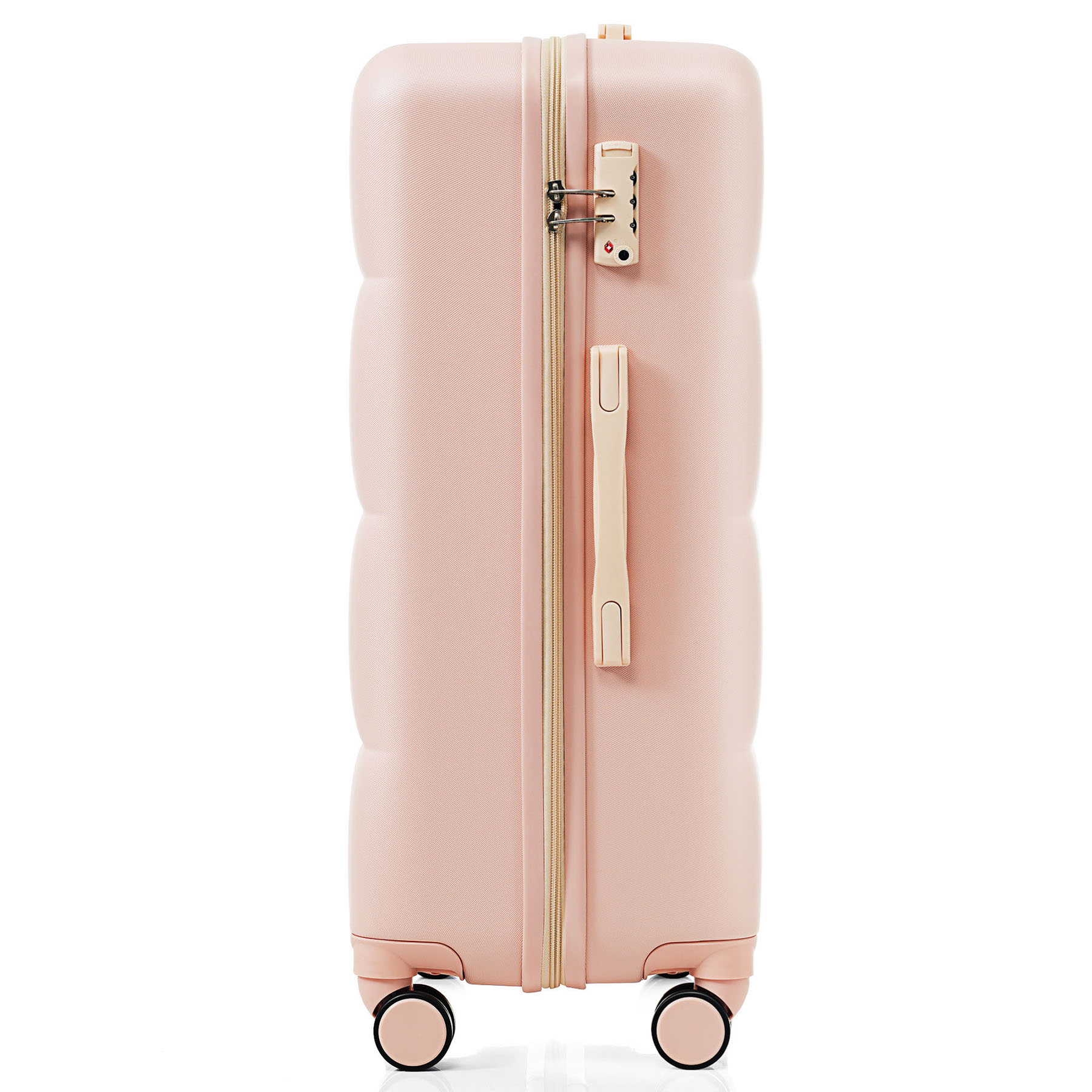 CQSXDA ABS Travel Luggage Set of 3 Airline Certified Carry-on Luggage with Cup Holder Durable ABS Hard Shell Luggage with Smooth Spinner Wheels  Pink
