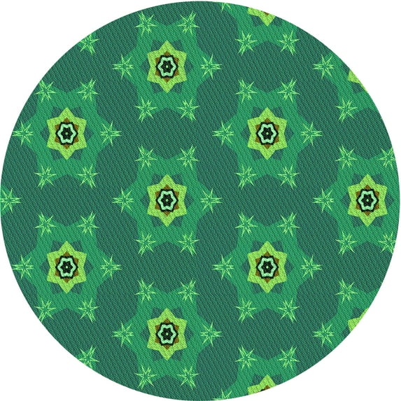 Ahgly Company Indoor Round Patterned Medium Teal Green Area Rugs, 6' Round