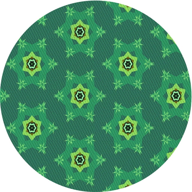 Ahgly Company Tapis d'Intérieur Rond Lavable en Machine Vert Sarcelle Moyen Transitionnel, 6 Pieds Rond