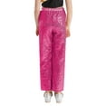 thumbnail image 2 of Miutii Kids Girls Shiny Metallic Hip Hop Jazz Dance Pants Wide Leg Loose Trousers for Dancing Performance Competition Hot Pink 12, 2 of 7