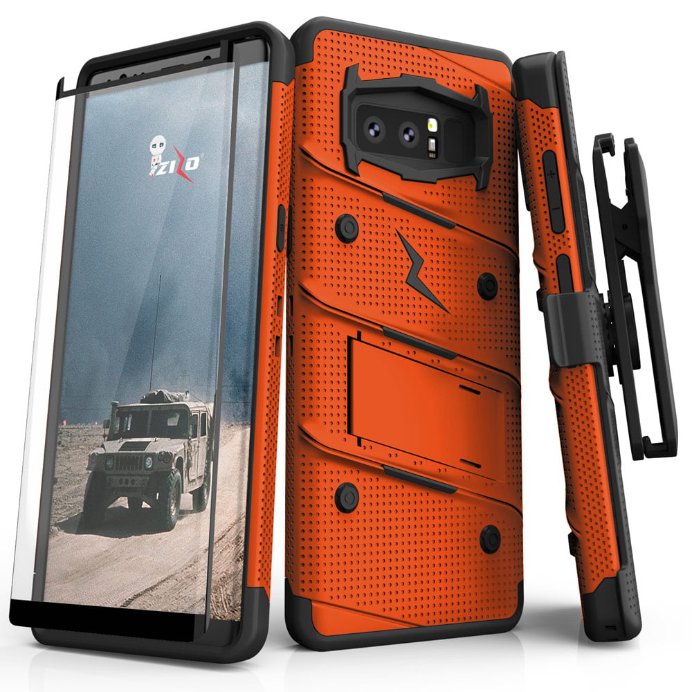 Zizo Bolt Series Compatible with Samsung Galaxy Note 8 Case Military Grade Drop Tested with Tempered Glass Screen Protector Holster Blue Black