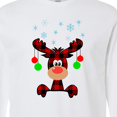 thumbnail image 4 of Inktastic Cute Flannel Reindeer with Christmas Bulbs and Snowflakes Long Sleeve T-Shirt, 4 of 5