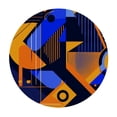 thumbnail image 4 of PIKWEEK Outdoor Picnic Camping and Indoor Kitchen Dining Party Gold and Blue Abstract Art Round Tablecloth White, 4 of 8