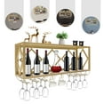 thumbnail image 4 of Fichiouy Wall Mounted Wine Rack Floating Wine Glass Rack Industrial Hanging Goblet Rack with Partitions Bottle Holder Holding 12 Goblets and 12 Mugs for 1.57-3.54in Ddia Bottle, 4 of 16