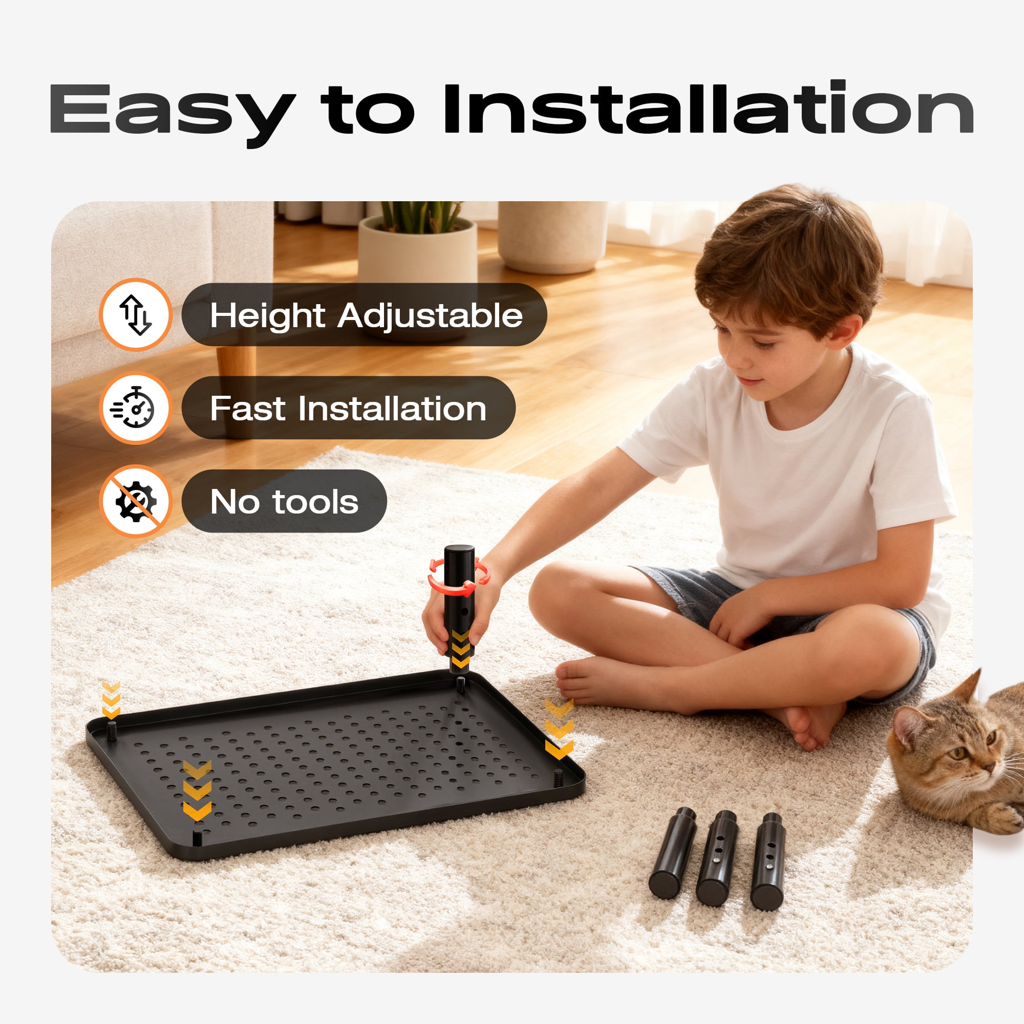 Canyora Computer Monitor Stand Riser for Desk, 3 Height Adjustable PC Laptop TV Desktop Monitor Stand Shelf, Metal Short Printer Table, Stand Riser for Desk, Office Desk Organizers and Accessories, 2