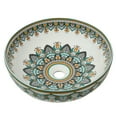 thumbnail image 5 of 16" Round Artistic Ceramic Vessel Sink – Glossy Above-Counter Basin with Hand-Inspired Printed Pattern, 5 of 10