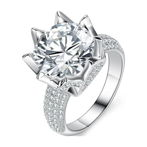 5 ct D Color Moissanite Rings for Women, 925 Sterling Silver Wedding band Rings, Round Cut Diamond Rings for Engagement Promise Anniversary with Certificate