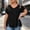 Black, variant on Women's Plus Size V-Neck T-Shirt, Short Sleeve with Crisscross Cutout Details, Casual Slimming Tee Purple XXL