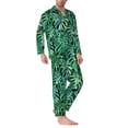 thumbnail image 3 of Kll Monstera Leaves Sleepwear Mens Flannel Pajamas,Long Cotton Pj Set, 3 of 9