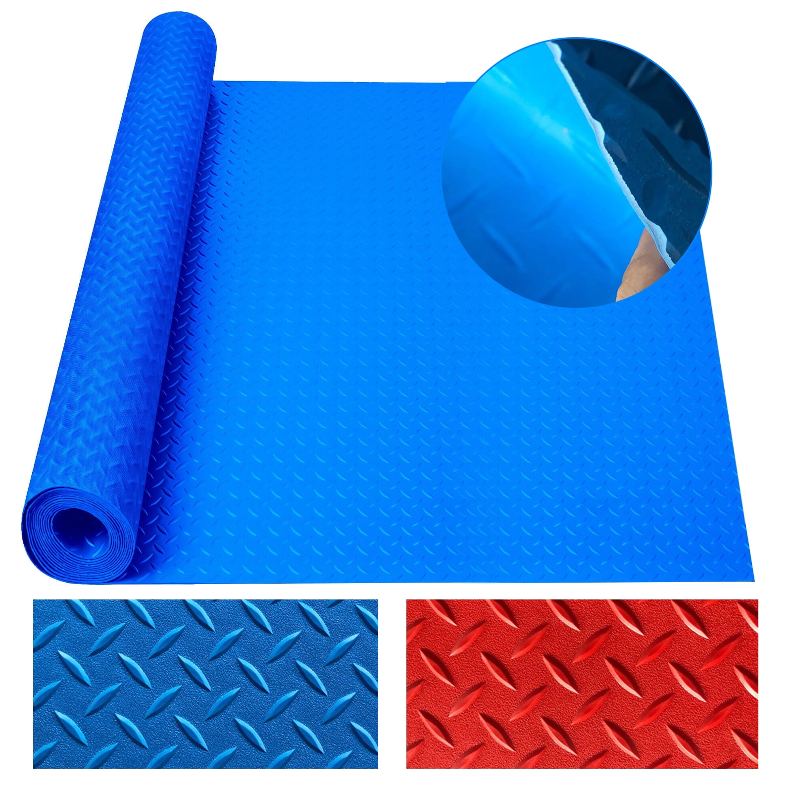 2.5MM Thick Garage Floor Mat Rolls Heavy Duty Diamond Plate PVC Vinyl NonSlip Garage Flooring