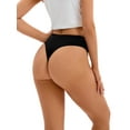 thumbnail image 2 of DARING DIVA Women's Lace Trim Lightweight Panties Mid-Waisted Thongs Briefs Black L, 2 of 6