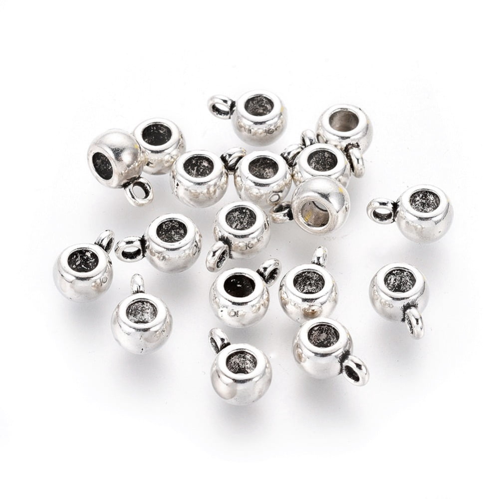 Tibetan Style Tube Bails Loop Bails Bail Beads Cadmium Free & Lead Free Silver 9x6x4mm Hole: 1.5mm Inner Diameter: 3mm