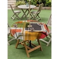 thumbnail image 3 of Outdoor Tablecloth with Umbrella Hole and Zipper, Green Orange Geometric Round Table Cloth 60 Inch Waterproof Tablecloth, Modern Abstract Art Luxury Picnic Table Cover for Patio Camping, 3 of 7