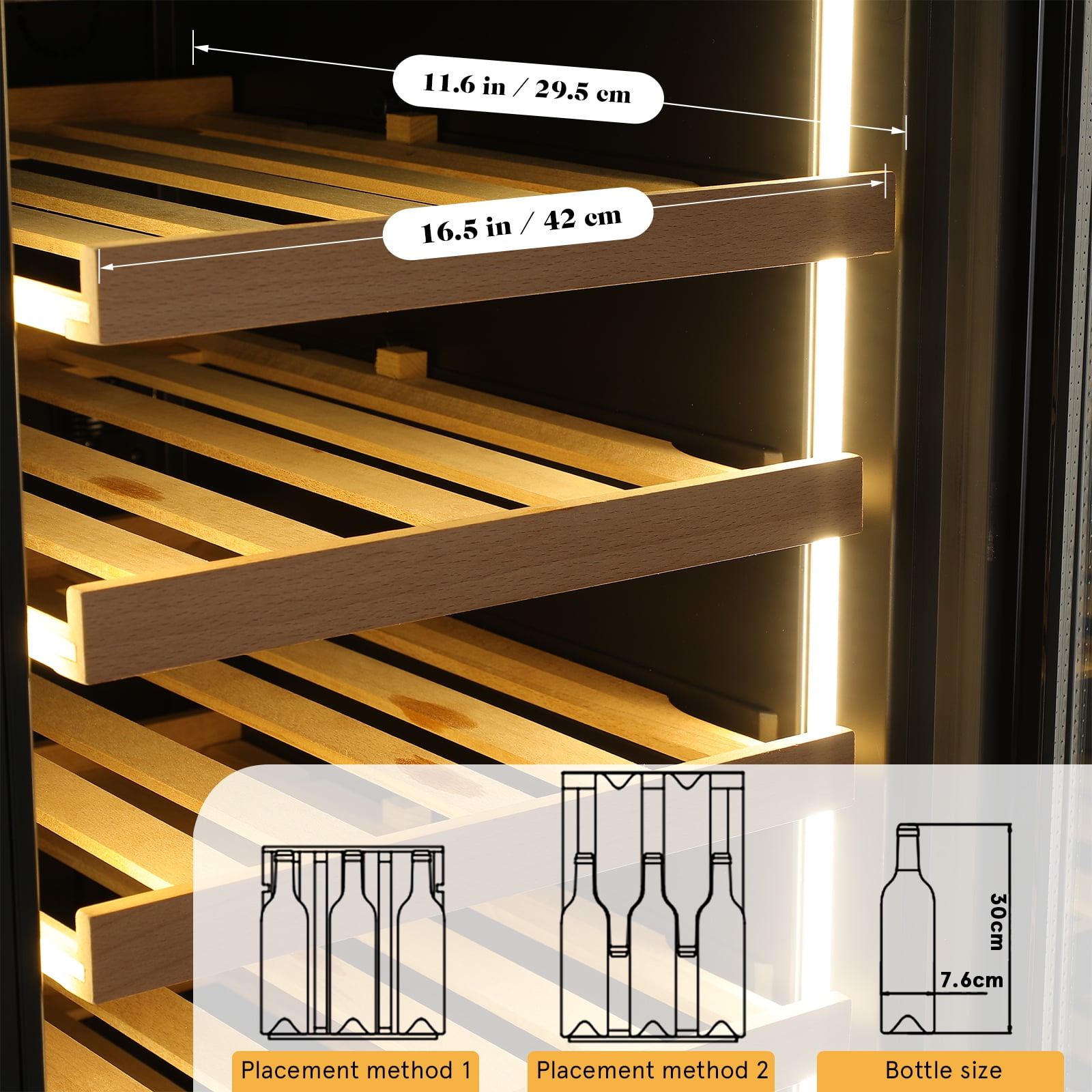 FOMIYES 96L 33 Bottle Beverage Fridge Glass Door Wine Cooler Refrigerator Mini Wine Fridge for Bar Home Party Drink Storage US Plug