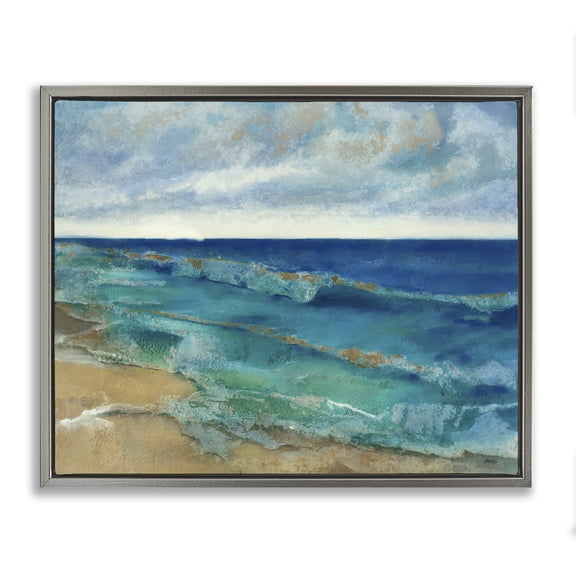 Stupell Industries Transitional Abstract Pattern Beach Gray Floating Frame Canvas Art, 31 x 25, by Scott Brems