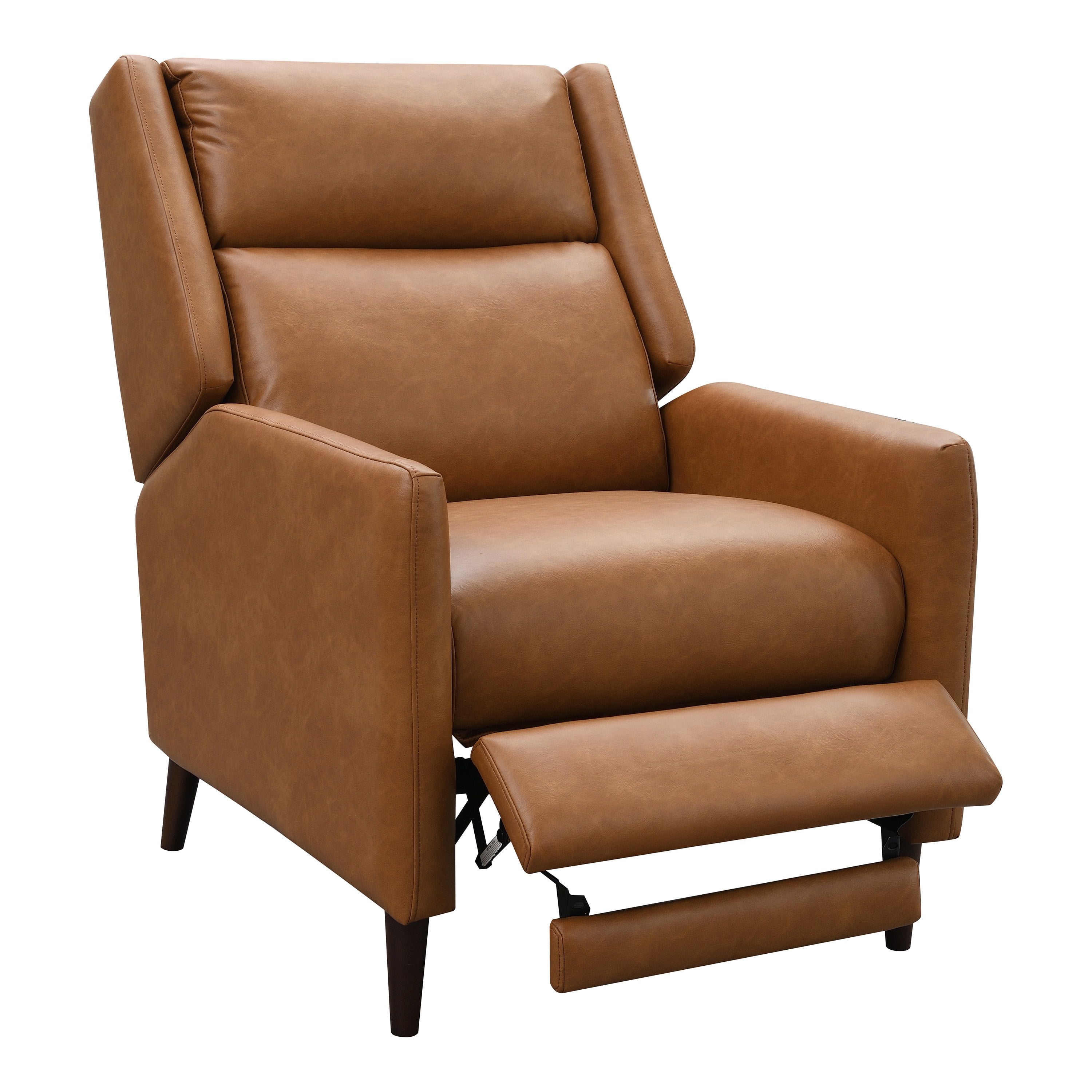 Furniture of America Bonny Modern Faux Leather Manual Push Back Recliner, Brown