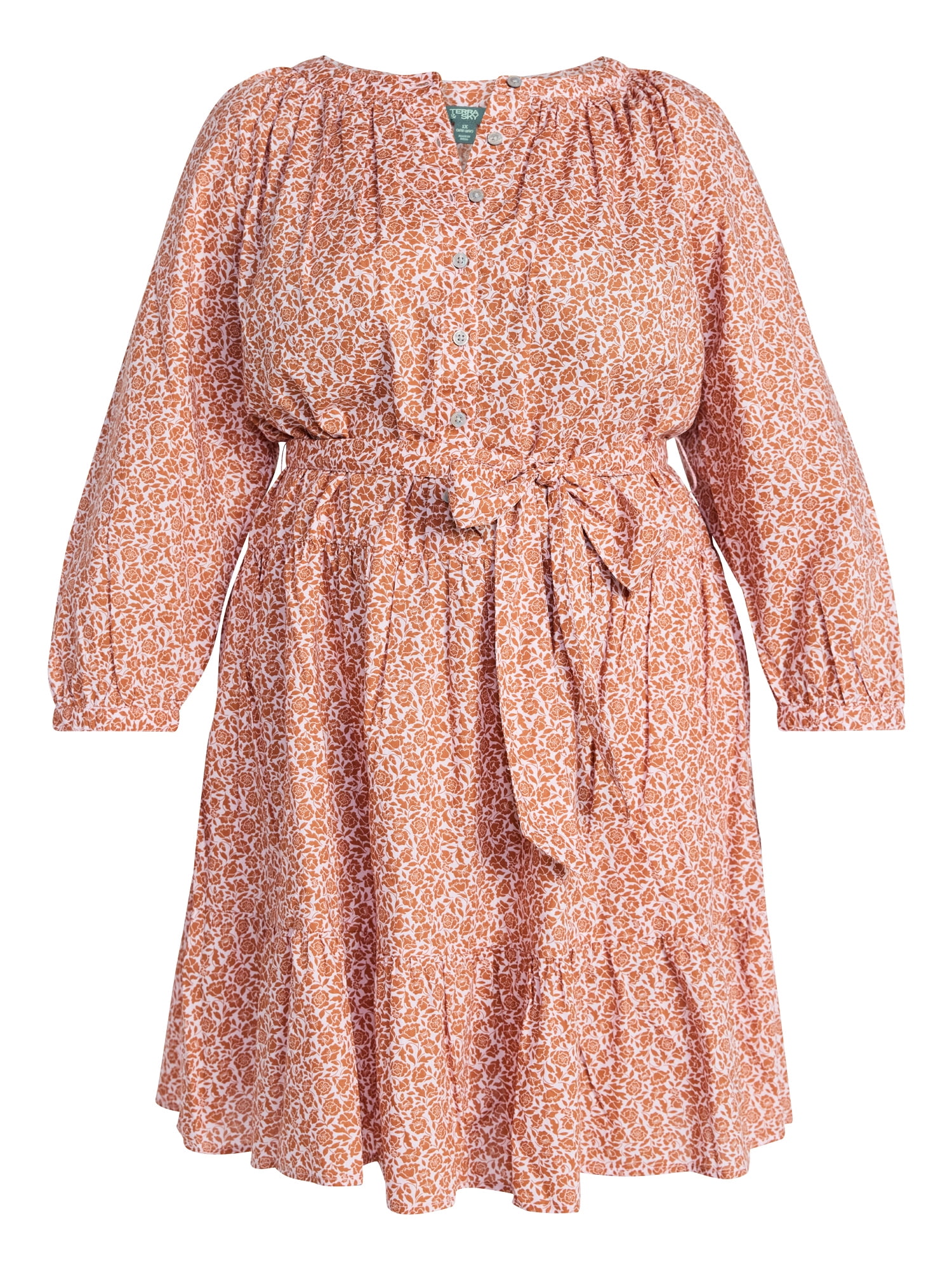 Terra & Sky Women's Plus Size Mini Tiered Shirt Dress, Sizes 0X-5X