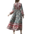 thumbnail image 4 of TRKIYQC Vestidos largos florales vintage para mujer otoño, vestido suelto de manga larga con cuello en V para vacaciones TRKIYQC moda, 4 of 7