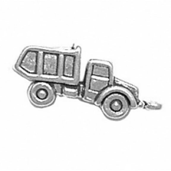Sterling Silver 16" .8mm Box Chain 3D Large Dump Truck Pendant Necklace