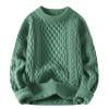 thumbnail image 3 of successthop Cable Knit Sweater Men Plus Size Long Sleeve Sweater Chunky Crewneck Warm Pullover Tops Solid Clothes Green, 3 of 7