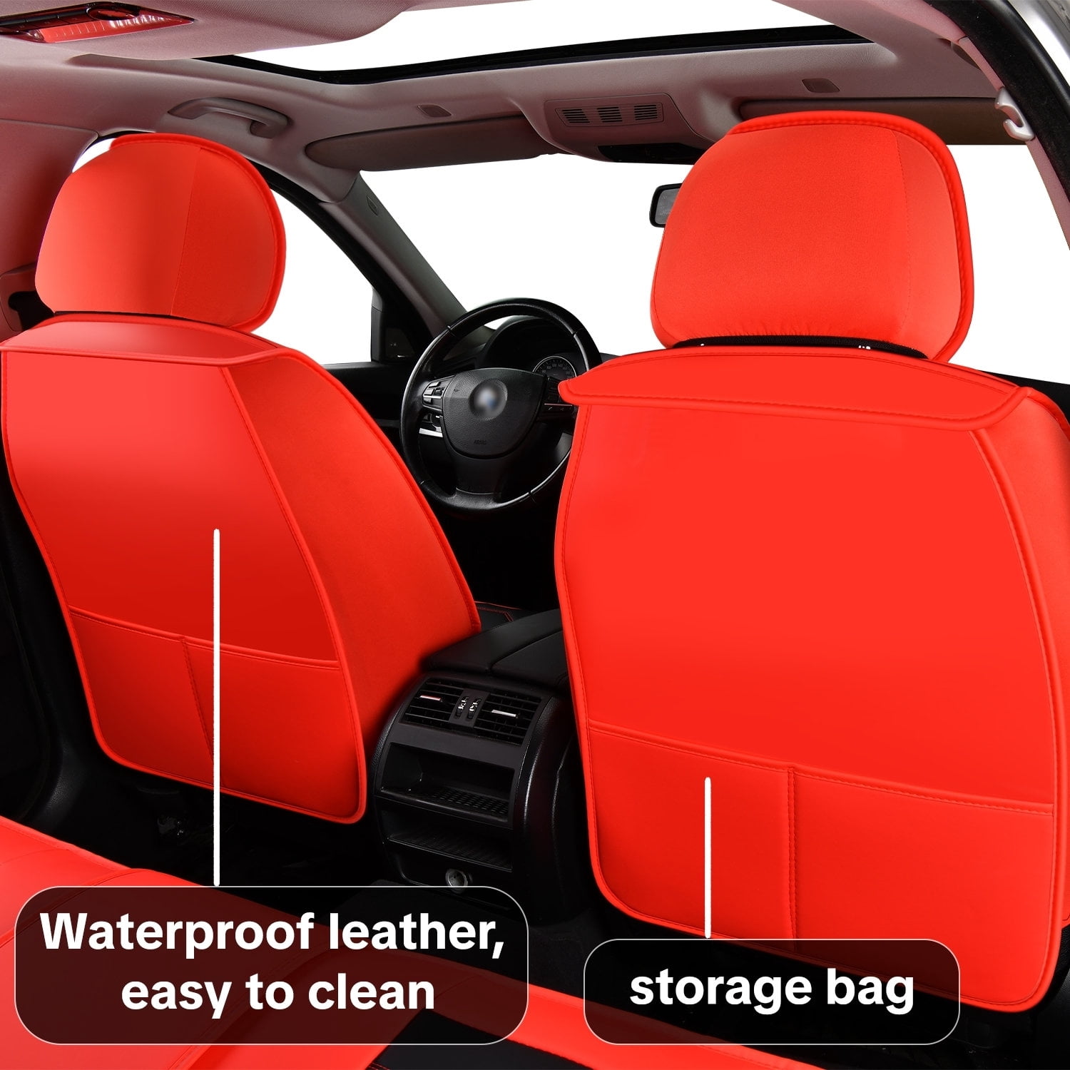 Universal car seat covers, full set for five seats, waterproof leather, upgrade car interior, breathable, easy to clean, suitable for all seasons, easy to install
