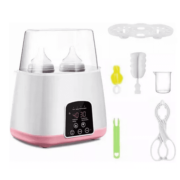 Esterilizador De Biberones Calentador Con Control Remoto Blanco con Rosa